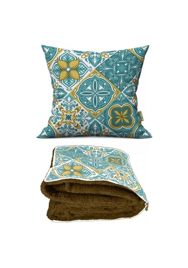 Modern Desenli Opsiyonel Battaniyeli Hediye Yastık 38x38cm Hediye Paketi-Hediye Paketi