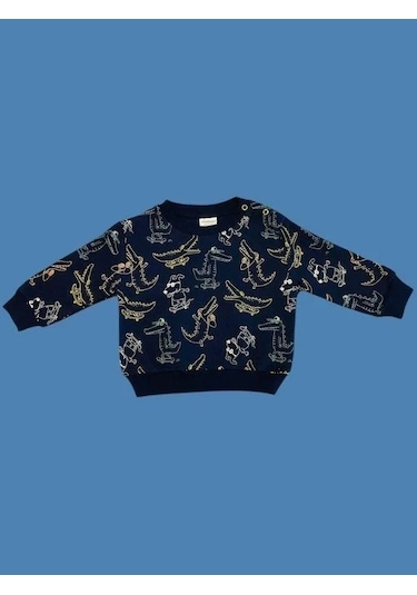 Cantoy Erkek Bebek Dinazor Desenli Sweatshirt-15354 Lacivert
