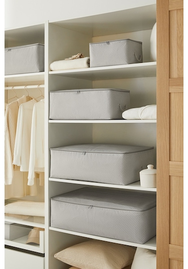 Ocean Home Textile Orta Boy Gri Balıksırtı Hurç 52 x 28 x 21 cm