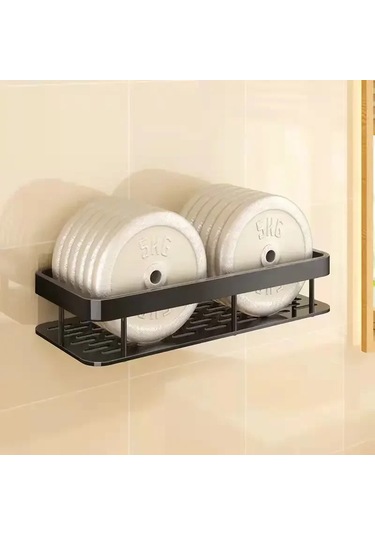 Banyo Raf Depolama Rafı Hiçbir Matkap Duvara Monte Şampuan Siyah