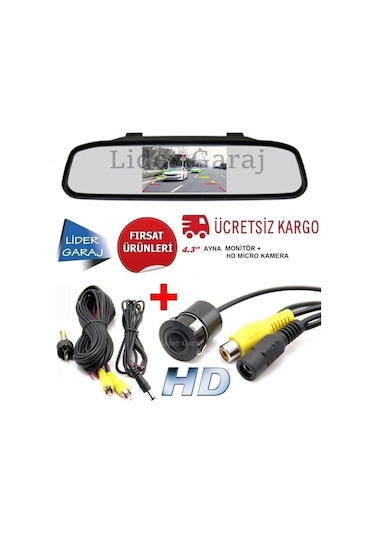 Geri Görüş Kamera Seti 4.3" Monitör+Micro Kamera