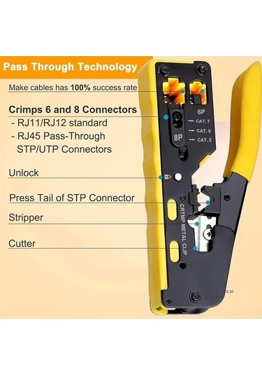 Besthome1 Modüler Veri Kablosu Crimper, Siyah Rj11-rj45 Tel Stripper