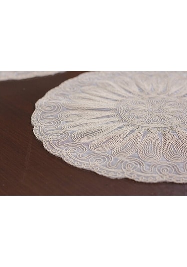 8 Kişilik Amerikan Servis Supla Ve Runner Seti Bej Renk 9 Parça S Bej