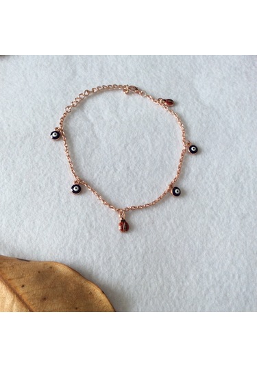 Nazar Boncuklu Halhal Roz Renk Çok Renkli