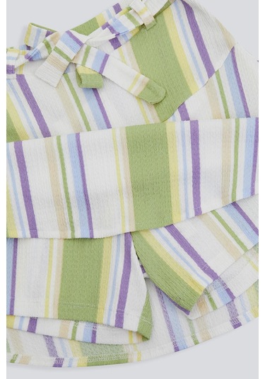 (Kıds) Çizgili Bağcıklı Etek Çok Renkli