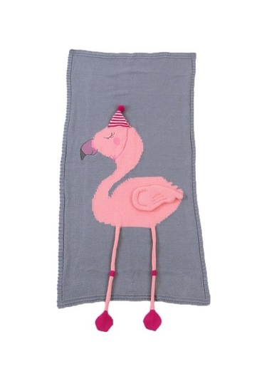 Sones Flamingo Örgü Battaniye Karikatür Uyku Tulumu Ölçü: 60x120cm Gri