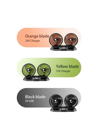 F622u Araba Yaratıcı Katlanabilir Döndürülebilir Çift Kafa Elektrikli Soğutma Fanı Çift Usb Şarj Portu, Stil: 24v Çakmak