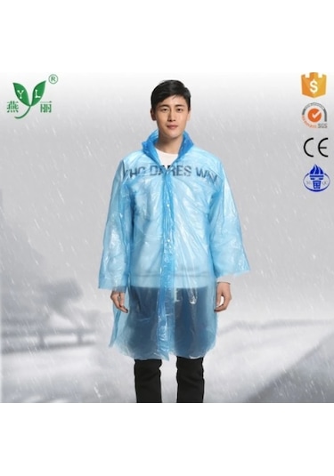 İnce Şeffaf Tek Kullanımlık Yağmurluk Şeffaf