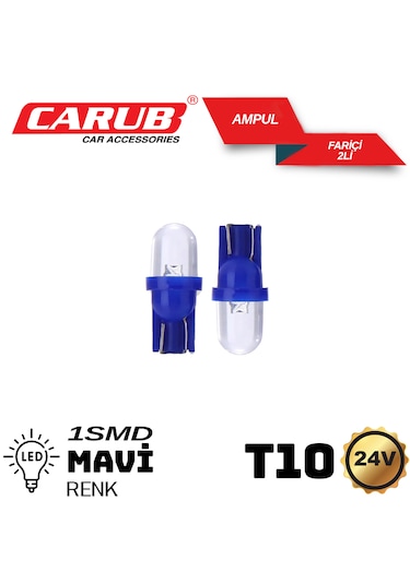 Carub 24volt Dipsiz T10 Led Ampul 1smd Mavi