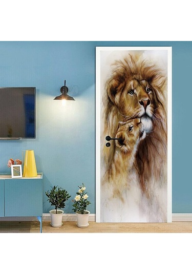 Aslan Ve Doğa İfade Boyama Kapı Etiket Ev Ev Kapısı Etiket Duvar Sanatı Kapı Buzdolabı Mıknatısı Posteri Yaratıcı Diğer