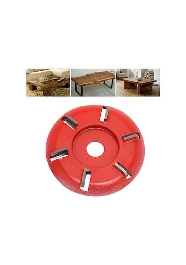 Vkemall 6 Dişli Çelik Ahşap Oyma Diski - Ahşap, Kök Oyma, Çay Tepsisi Parlatma Aracı Kırmızı Yaylı