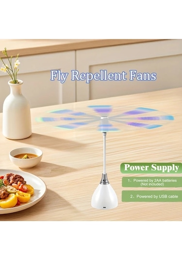 Boatshop1 2 Adet Sinek Kovucu Fan Yumuşak Kanatlı Usb Veya Pil İle Çalışan Sinek Savar Mutfak Piknik Yemek Masası İçin