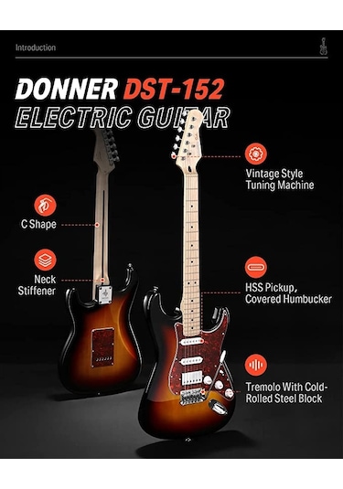 Donner Dst-152 Full-size St Elektro Gitar Seti Sunburst