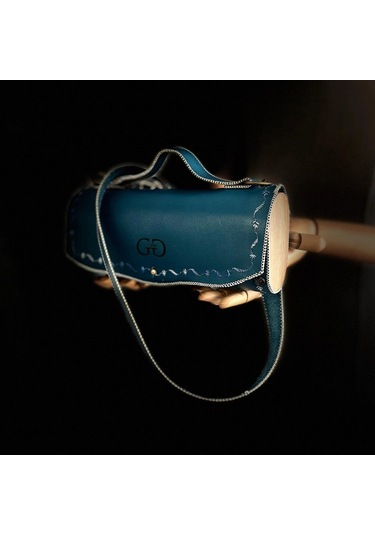 Hakiki Deri, El Yapımı Bayan Çanta, Bayan Cüzdan Larissa V35 Kahverengi - Turkuaz