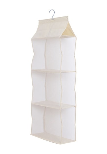 Cbtx 3 Katlı Çanta Asma Organizatör Yerden Tasarruflu Dokunmamış Kumaş Saklama Çantası Bej