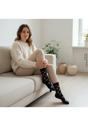 Gost Liria Cookie Socks Desenli Unisex Soket Çorap Siyah