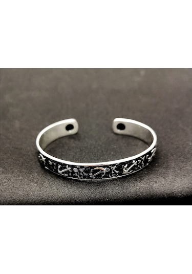 Omar Silver 925 Ayar Gümüş Çapa Motifli Erkek Bileklik