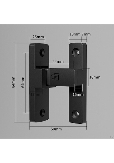 Jokmae Gri 90 Derece Kapı Mandalı - Metal Koruyucu, Katlanır 5x8.4cm
