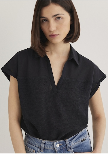 Mavi - Kısa Kollu Siyah Bluz 1210801-900