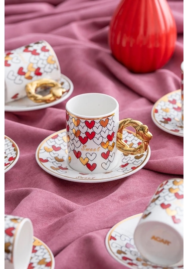 Acar Juliette 6 Kişilik Kahve Fincanı Takımı 90 Ml Kırmızı 06013