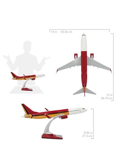Zekupp Boeing 737-800 1/100 Ölçek Sarı Kırmızı Klasik Maket Uçak