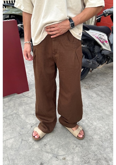 Flaw Pileli Gabardin Pantolon Kahverengi Kahverengi