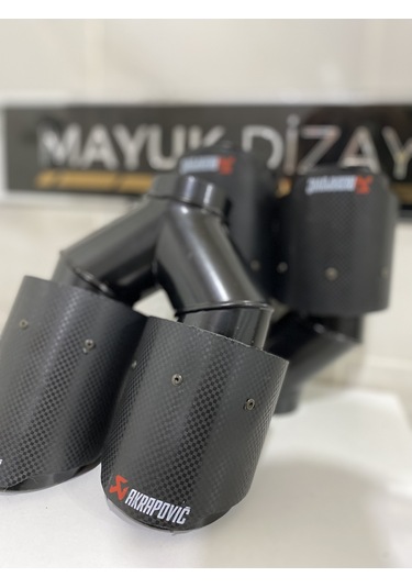 Akrapovic Karbon Egzoz Ucu Çift Çıkış 90mm Sağ Sol Set --mayukdiz