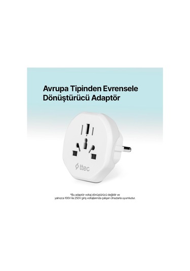 Ttec Akım Korumalı 10a/250v Amerikan/avrupa/ingiliz Tipi Priz Dönüştürücü Priz Çevirici Adaptör Priz