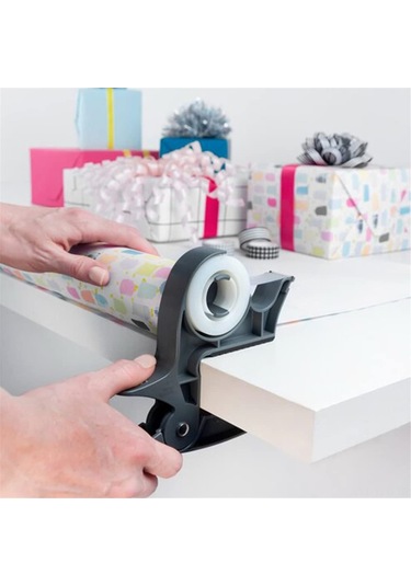 Yuntech01 Sarıcı Kağıdı Tutucu Ve Bant Dağıtıcı - Kesici Fonksiyonlu Abs Malzeme - Ev Ve Ofis İçin Dayanıklı Paketleme Aracı Gri 1 Adet