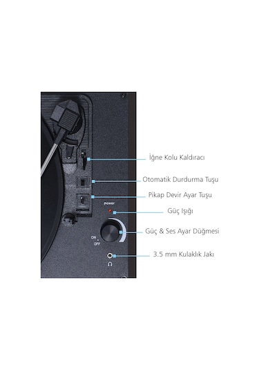 Record Master T310CH Şarj Özellikli Retro Pikap Siyah