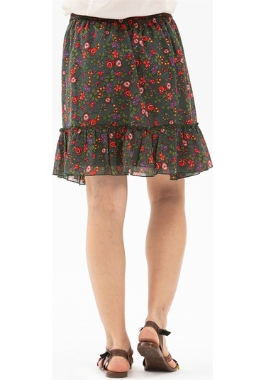 Buse Vual Kısa Etek Tomurcuk Desen Yeşil 6170