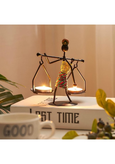 Kadın Figürlü Metal Ferforje Tealight Mumluk