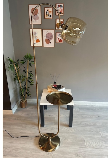 Dijon Bal Rengi Cam Lambader U Tepsili Modern Dekoratif Metal Oturma Odası Çalışma Odası Zemin Natural