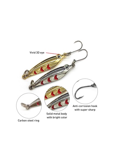 Tenfowee 6 Adet Metal Balık Yemi: 3 Adet Altın + 3 Adet Gümüş Renkli, 3g Ağırlık, Deniz Ve Tatlı Su İçin Uygun