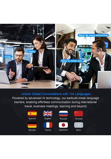 Youtek M62 Açık Kulaklı Bluetooth Kulaklık - 144 Dilde Gerçek Zamanlı Çeviri, Aı Teknolojisi, Müzik Ve Konuşma - Siyah