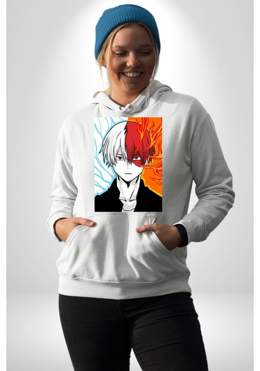 My Hero Academia Boku Anime Kadın Erkek Beyaz Kapüşonlu Sweatshirt Hoodie Beyaz