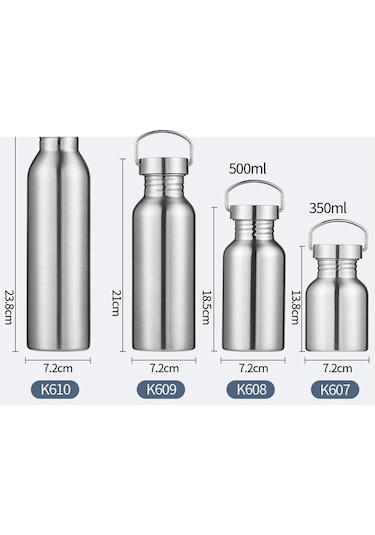 Suntek Paslanmaz Çelik Spor Su Şişesi Bisiklet Yürüyüş 750 ML Gri