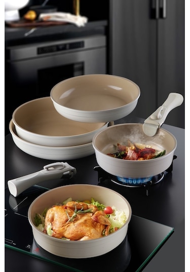 Neoflam Midas Bej 7 Parça Tava Seti Bej