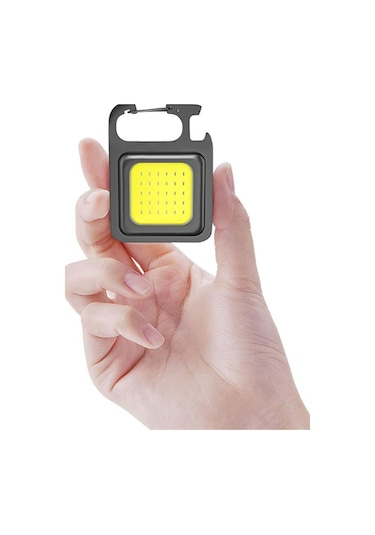 4 Adet Led Anahtarlıklı Metal Kasa El Feneri Cep Boy Cob 800mah Siyah