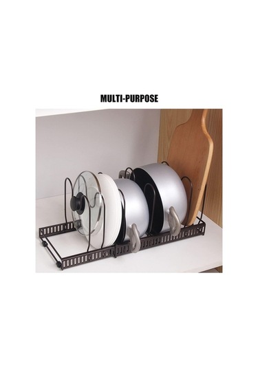 Novahub Genişletilebilir 7 Katlı Tencere Düzenleyici - Mutfak Organizasyon Siyah Siyah