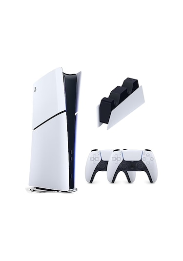 Sony Playstation PS5 Slim 1 TB Digital Edition Oyun Konsolu + 2. PS5 Kol Beyaz + PS5 Şarj İstasyonu (İthalatçı Garantili)
