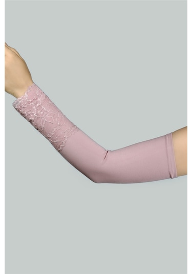 Altobeh Dantelli Pratik Tesettür Kolluk Penye Namaz Kolluğu - Koyu Pembe