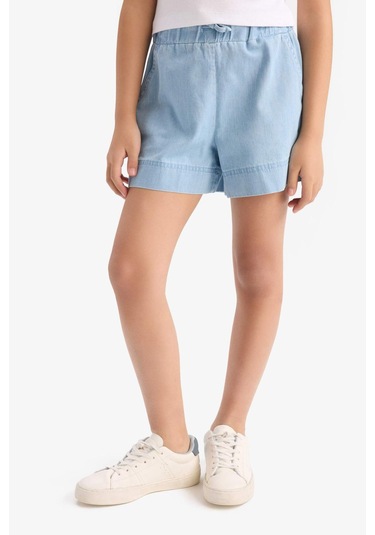 Defacto Kız Çocuk Beli Lastikli Jean Şort B6386a825smnm39 Mavi