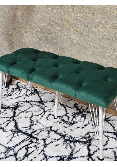 Metal Beyaz Tel Ayaklı 100 Cm Puf Bench - Puf - Bench - Oturak - Çok Renkli