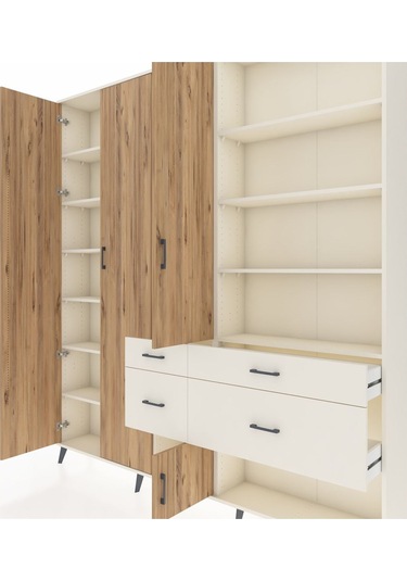 Arges Dolap 14 Raflı 4 Çekmeceli 4 Kapaklı 220x30x243 Aytaşı-çam/aytaşı Atlas Çam/aytası