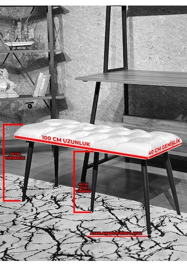 Siyah Boyalı Füme Oturak Metal Sivriltme Ayaklı Babyface Puf & Be 001