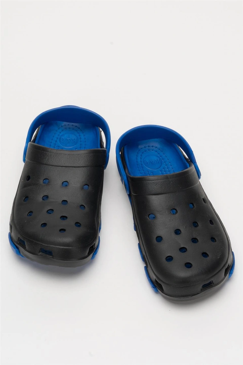 Unisex Çift Tabanlı Ortopedik Hemşire Doktor Aşçı Laboratuvar Deniz Havuz Terliği Sandalet Siyah - Mavi Siyah - Mavi