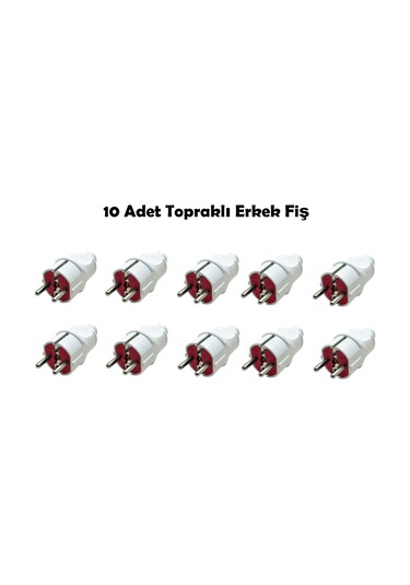 10 Adet Topraklı Erkek Fiş - Elbi Marka