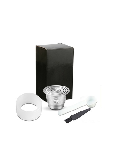 Yuntech01 304 Çelik Kahve Kapsülü Seti - Nespresso Uyumlu Yuvarlak Delik + Kaşık + Fırça + Toz Basma Çemberi Diğer