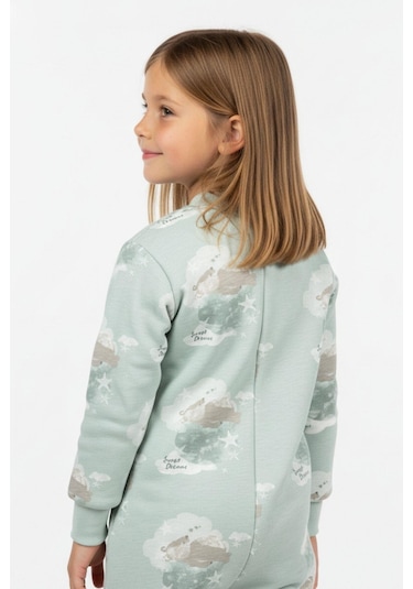 Kız Çocuk Elyaf Dolgulu Premium Kalite 2 Tog Desenli Uyku Tulumu Mint